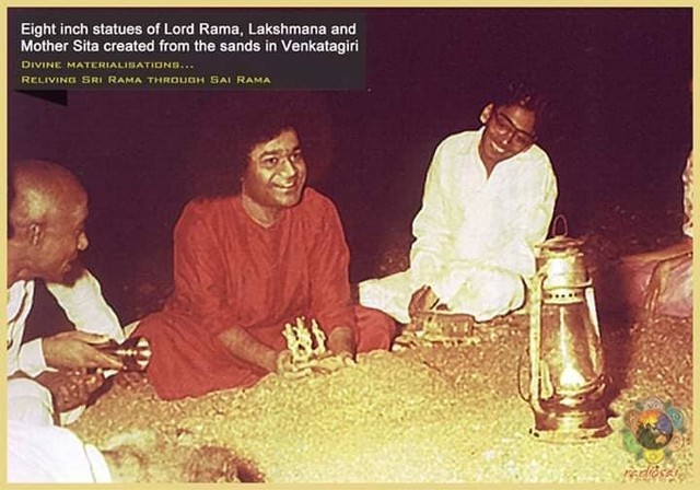у Swami materialising the Idols of Rama, Lakshmana and Sita from the sands in Venkatagiri....jpg